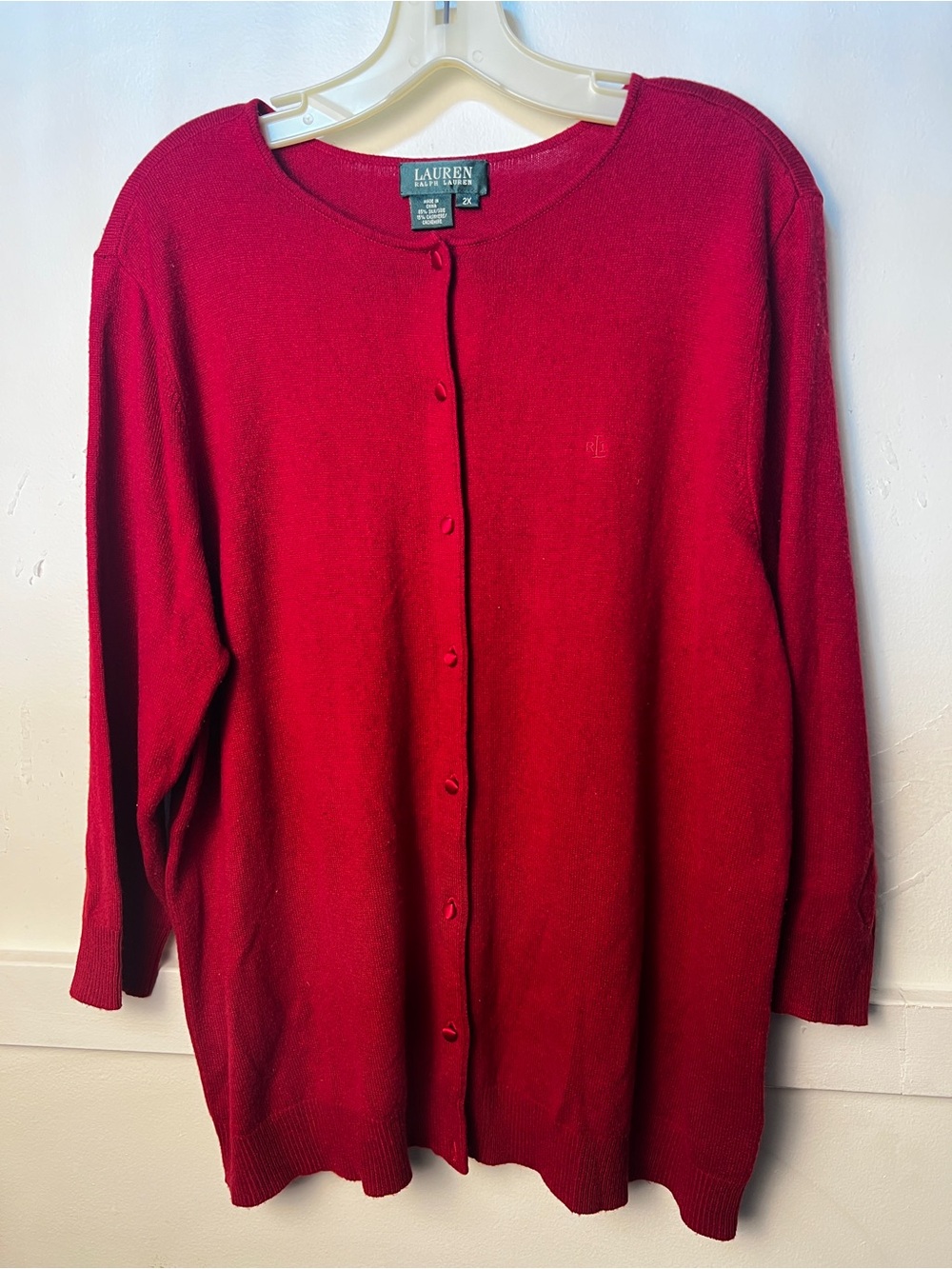 Ralph Lauren Women's Cashmere/Silk Red Button-Front Cardigan